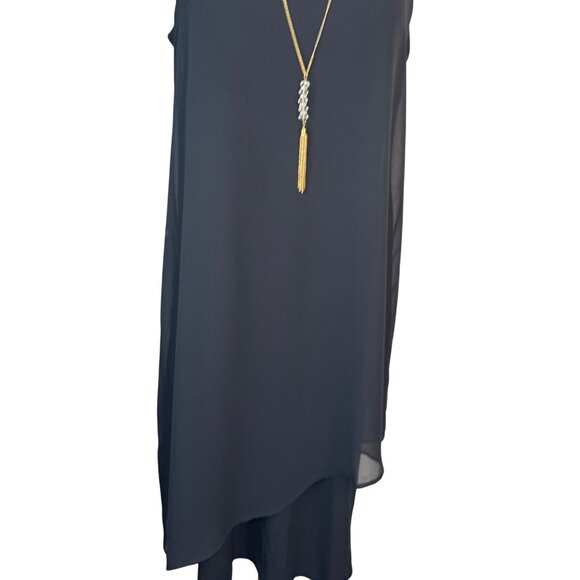 NWT JM Collection XS  Black Sleeveless Asymmetrical Overlay Dress Polyester - Picture 5 of 15